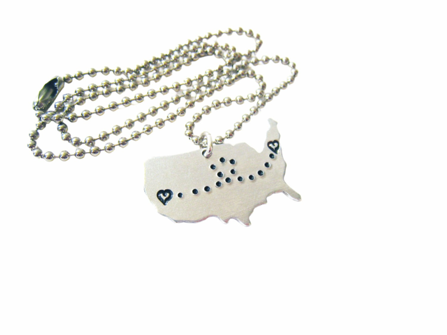 Long Distance Love Heart To Heart Map Necklace Couples Gift - Sienna Grace Jewelry | Pretty Little Handcrafted Sparkles