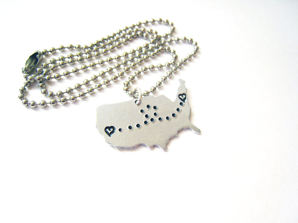 Long Distance Love Heart To Heart Map Necklace Couples Gift - Sienna Grace Jewelry | Pretty Little Handcrafted Sparkles
