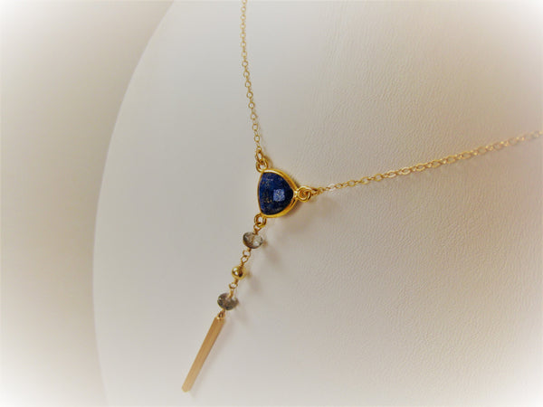 As Seen on The Vampire Diaries Lapis Lazuli Y Necklace Gold Version - Sienna Grace Jewelry | Pretty Little Handcrafted Sparkles