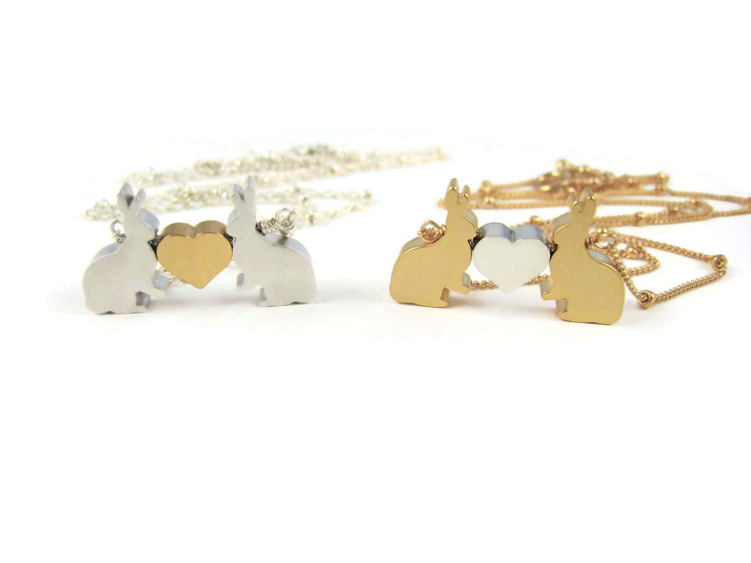 Love Bunnies Necklace Rabbits Nature Woodland Jewelry - Sienna Grace Jewelry | Pretty Little Handcrafted Sparkles