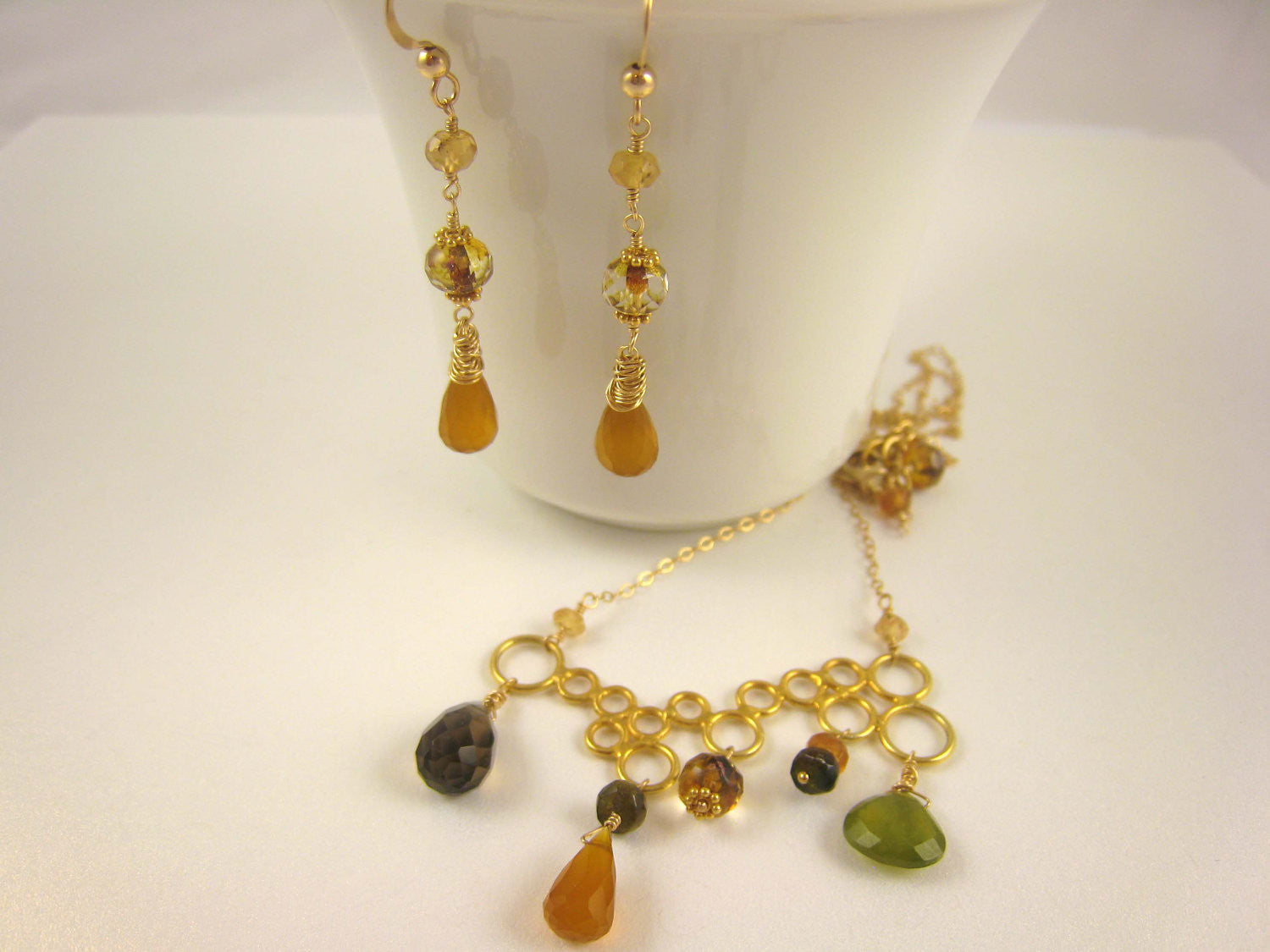 Gold Bubble Style Gemstone Necklace - Sienna Grace Jewelry | Pretty Little Handcrafted Sparkles