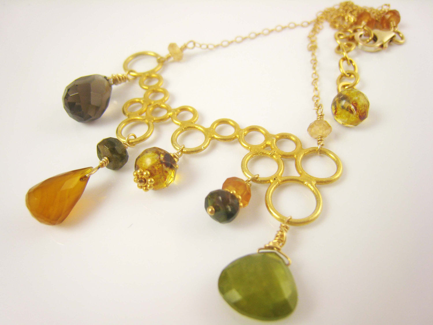 Gold Bubble Style Gemstone Necklace - Sienna Grace Jewelry | Pretty Little Handcrafted Sparkles