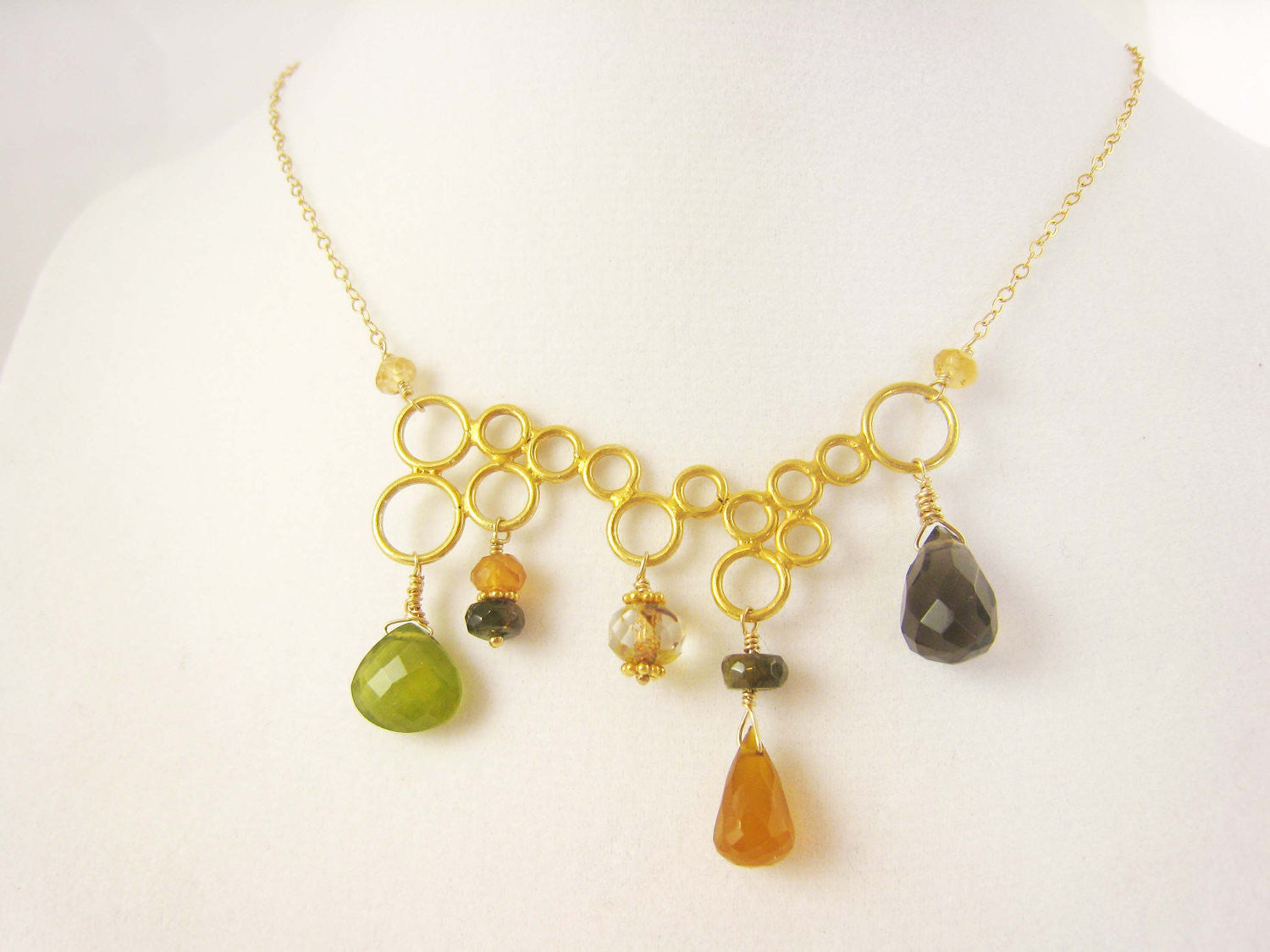 Gold Bubble Style Gemstone Necklace - Sienna Grace Jewelry | Pretty Little Handcrafted Sparkles