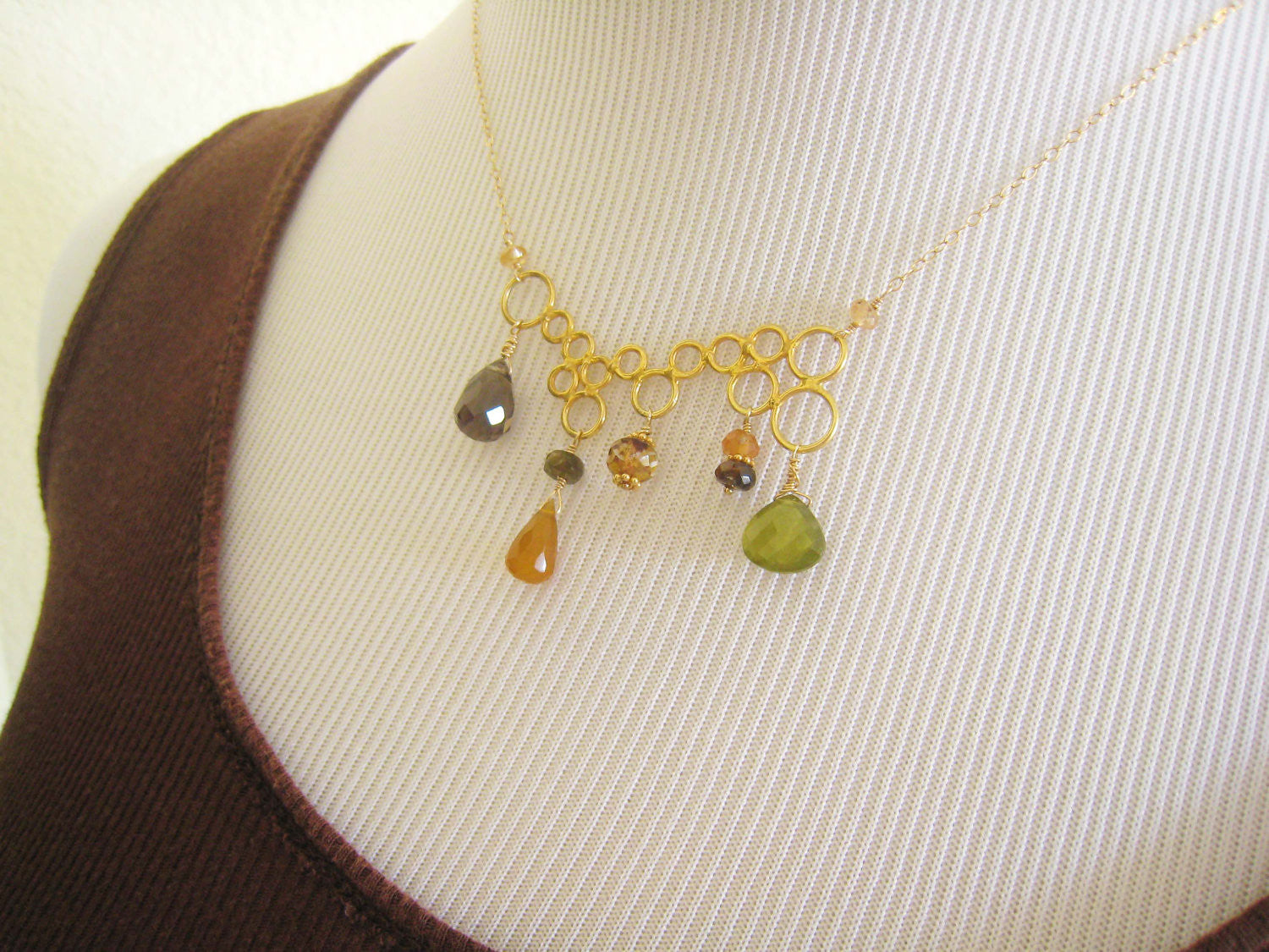 Gold Bubble Style Gemstone Necklace - Sienna Grace Jewelry | Pretty Little Handcrafted Sparkles