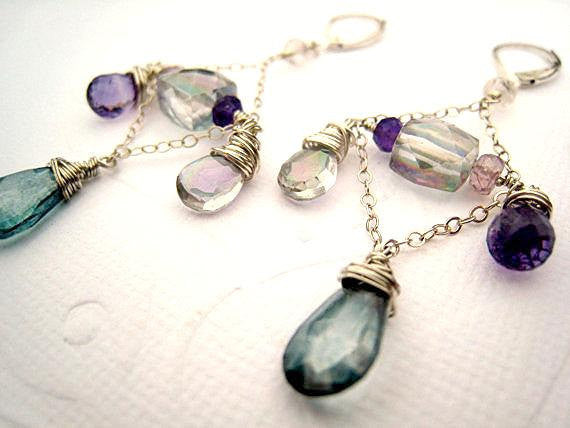 Amethyst Quartz Chandelier Statement Earrings - Sienna Grace Jewelry | Pretty Little Handcrafted Sparkles