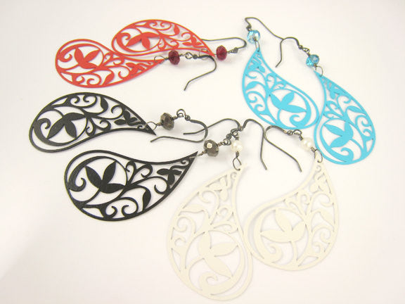 Red Paisley Earrings Bohemian Festival Style - Sienna Grace Jewelry | Pretty Little Handcrafted Sparkles