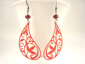 Red Paisley Earrings Bohemian Festival Style - Sienna Grace Jewelry | Pretty Little Handcrafted Sparkles