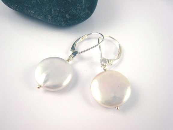 Coin Pearl Earrings Bridal and Wedding Jewelry - Sienna Grace Jewelry | Pretty Little Handcrafted Sparkles