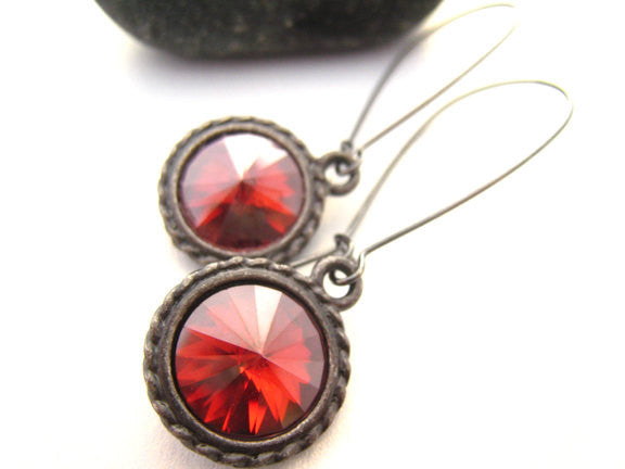 Swarovski Red Crystal Earrings - Sienna Grace Jewelry | Pretty Little Handcrafted Sparkles