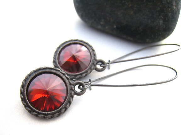 Swarovski Red Crystal Earrings - Sienna Grace Jewelry | Pretty Little Handcrafted Sparkles