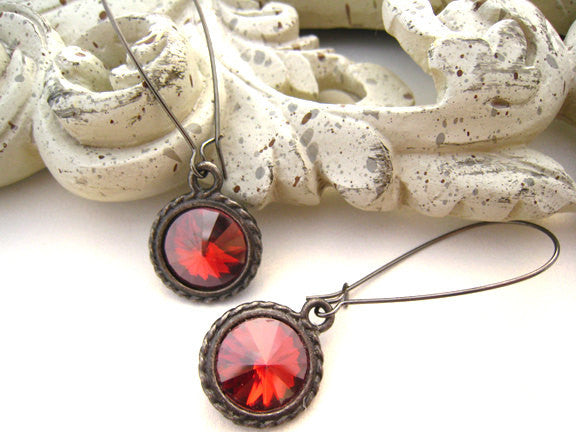 Swarovski Red Crystal Earrings - Sienna Grace Jewelry | Pretty Little Handcrafted Sparkles
