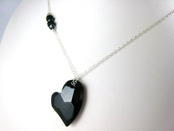 Anti Valentine Black Crystal Heart Necklace Tainted Love - Sienna Grace Jewelry | Pretty Little Handcrafted Sparkles