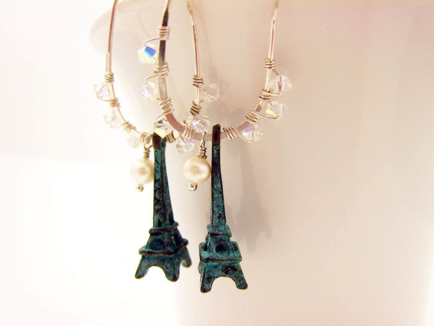 Eiffel Tower Earrings Verdigris Patina Paris Jewelry - Sienna Grace Jewelry | Pretty Little Handcrafted Sparkles