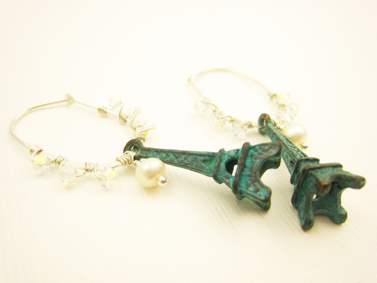 Eiffel Tower Earrings Verdigris Patina Paris Jewelry - Sienna Grace Jewelry | Pretty Little Handcrafted Sparkles