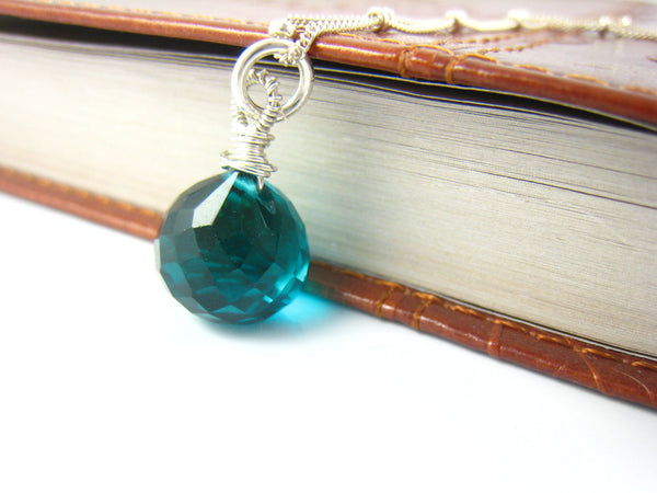 Teal Blue Crystal Quartz Necklace - Sienna Grace Jewelry | Pretty Little Handcrafted Sparkles