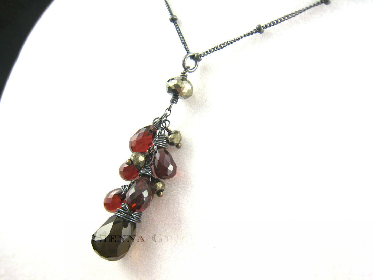 As Seen On The Vampire Diaries Elenas Smoky Quartz Red Garnet Necklace - Sienna Grace Jewelry | Pretty Little Handcrafted Sparkles