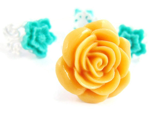 Yellow Rose Flower Ring Youth Size - Sienna Grace Jewelry | Pretty Little Handcrafted Sparkles