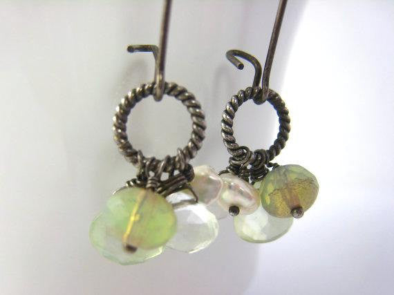 Long Gemstone Cluster Boho Style Earrings - Sienna Grace Jewelry | Pretty Little Handcrafted Sparkles