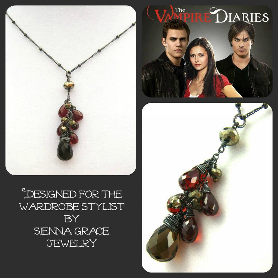 As Seen On The Vampire Diaries Elenas Smoky Quartz Red Garnet Necklace – Sienna  Grace