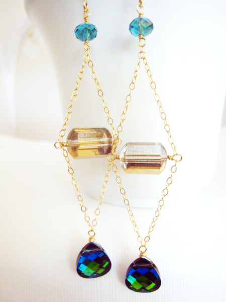 Vintage Jewel Tones Crystal Bead Earrings - Sienna Grace Jewelry | Pretty Little Handcrafted Sparkles