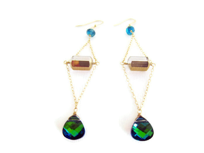 Vintage Jewel Tones Crystal Bead Earrings - Sienna Grace Jewelry | Pretty Little Handcrafted Sparkles