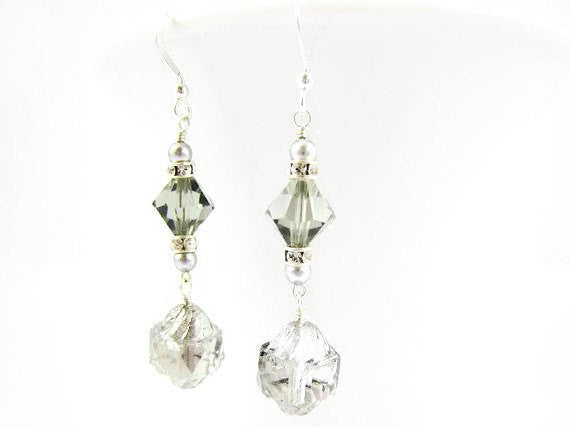 Silver Crystal Earrings Looks Like Mercury Glass - Sienna Grace Jewelry | Pretty Little Handcrafted Sparkles