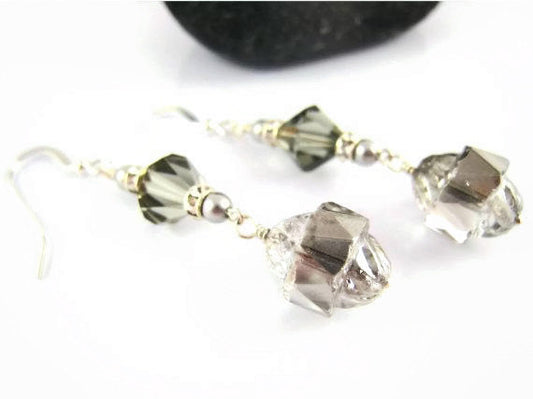 Silver Crystal Earrings Looks Like Mercury Glass - Sienna Grace Jewelry | Pretty Little Handcrafted Sparkles