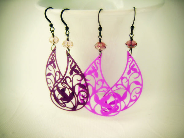 Purple Paisley Filigree Earrings Bohemian Style - Sienna Grace Jewelry | Pretty Little Handcrafted Sparkles