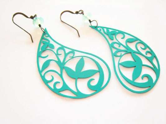 Turquoise Paisley Earrings Bohemian Style - Sienna Grace Jewelry | Pretty Little Handcrafted Sparkles