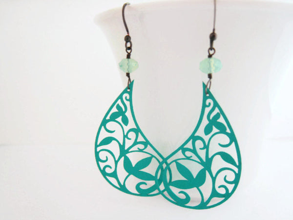 Turquoise Paisley Earrings Bohemian Style - Sienna Grace Jewelry | Pretty Little Handcrafted Sparkles
