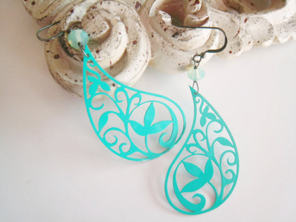 Turquoise Paisley Earrings Bohemian Style - Sienna Grace Jewelry | Pretty Little Handcrafted Sparkles