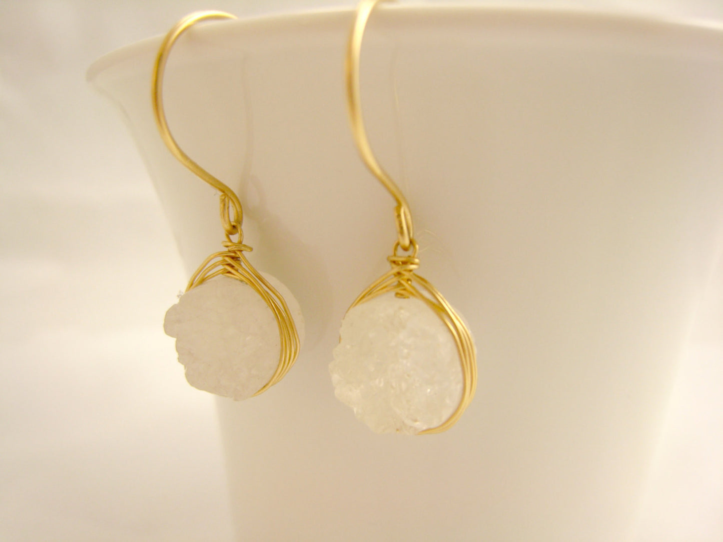 White Druzy Quartz Earrings - Sienna Grace Jewelry | Pretty Little Handcrafted Sparkles