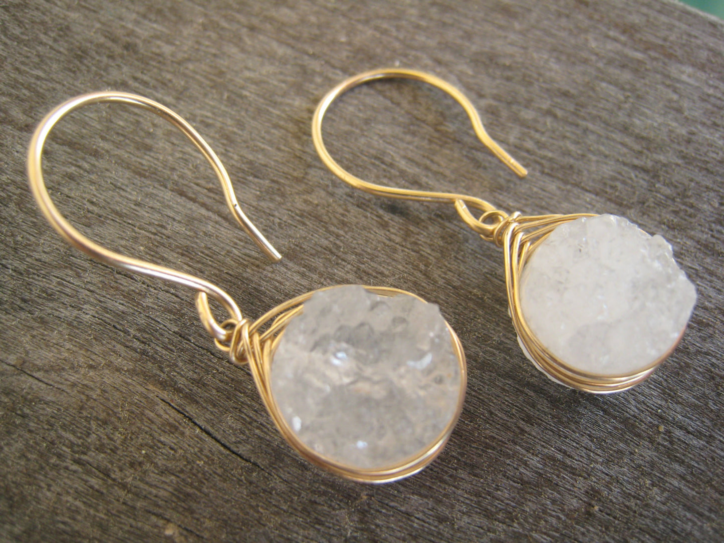 White Druzy Quartz Earrings - Sienna Grace Jewelry | Pretty Little Handcrafted Sparkles