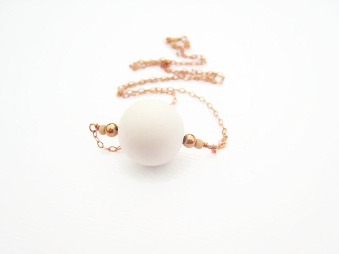 Minimalist White Bead and Rose Gold Necklace - Sienna Grace Jewelry | Pretty Little Handcrafted Sparkles