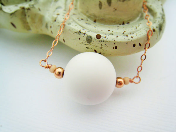 Minimalist White Bead and Rose Gold Necklace - Sienna Grace Jewelry | Pretty Little Handcrafted Sparkles
