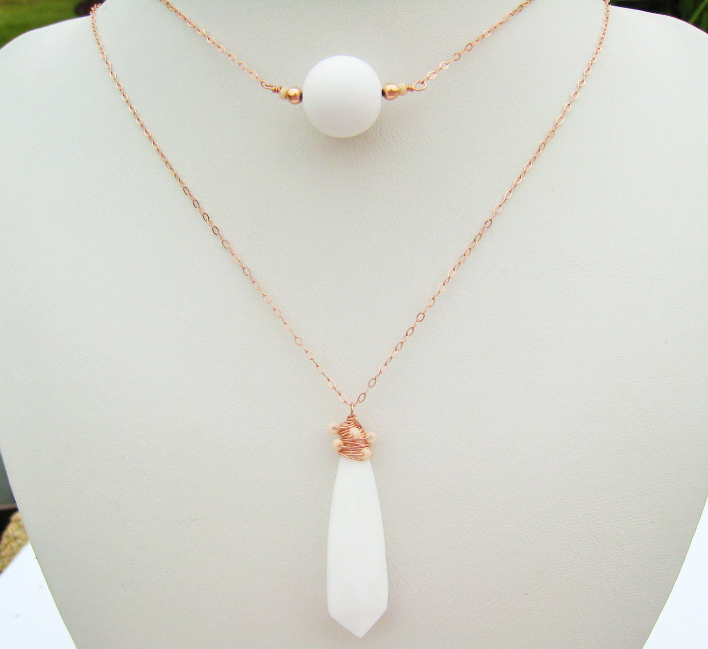 Minimalist White Bead and Rose Gold Necklace - Sienna Grace Jewelry | Pretty Little Handcrafted Sparkles