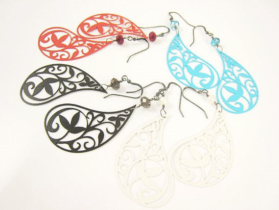 Royal Blue Paisley Earrings Bohemian Style - Sienna Grace Jewelry | Pretty Little Handcrafted Sparkles