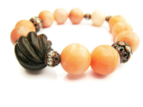 Peach Jasper Stretch Stacking Style Bracelet - Sienna Grace Jewelry | Pretty Little Handcrafted Sparkles