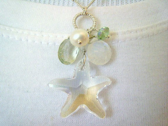 Swarovski Crystal Starfish Charm Necklace - Sienna Grace Jewelry | Pretty Little Handcrafted Sparkles