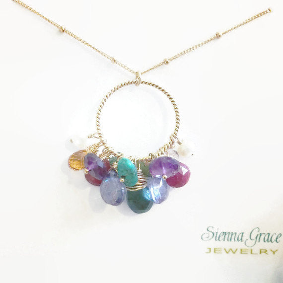Mothers Necklace Birthstone Keepsake Jewelry For Mom Grandmother - Sienna Grace Jewelry | Pretty Little Handcrafted Sparkles