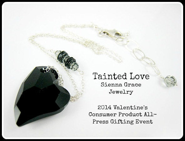 Anti Valentine Black Crystal Heart Necklace Tainted Love - Sienna Grace Jewelry | Pretty Little Handcrafted Sparkles
