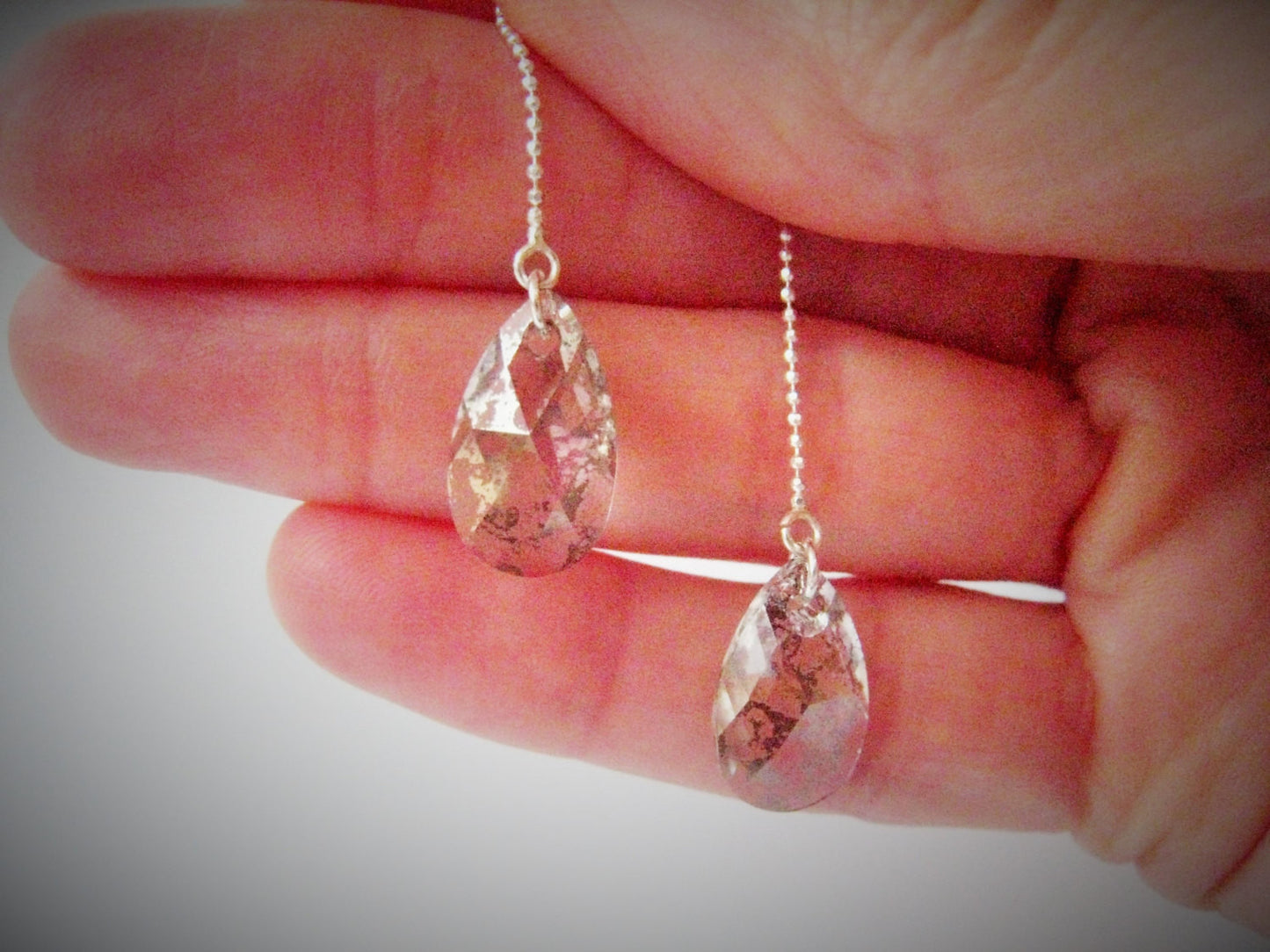 Sterling Silver Crystal Threader Style Earrings - Sienna Grace Jewelry | Pretty Little Handcrafted Sparkles