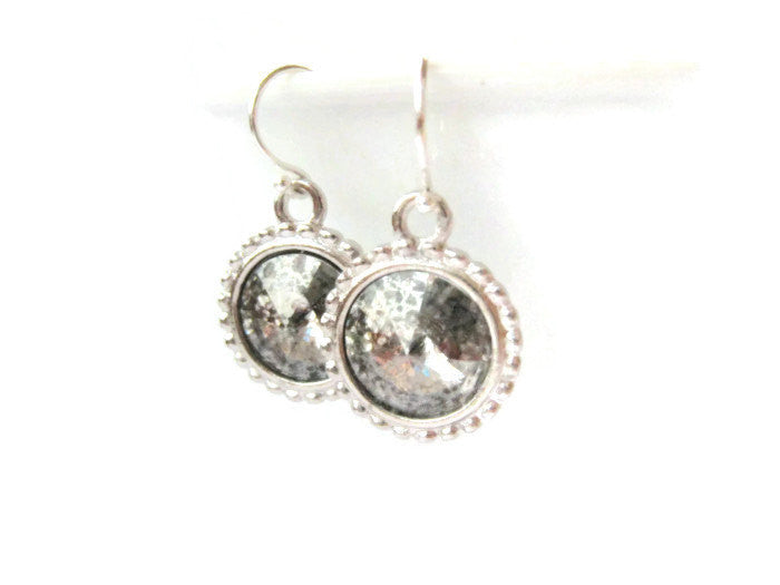 Swarovski Silver Rivoli Style Drop Earrings Holiday Jewelry - Sienna Grace Jewelry | Pretty Little Handcrafted Sparkles