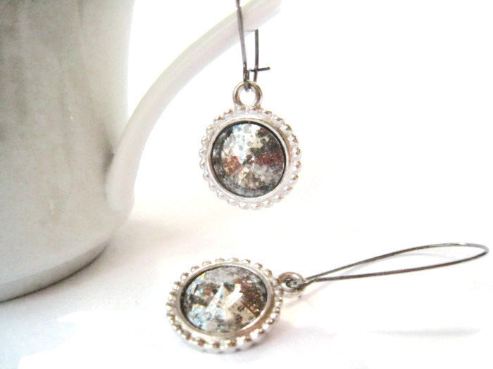 Swarovski Silver Rivoli Style Drop Earrings Holiday Jewelry - Sienna Grace Jewelry | Pretty Little Handcrafted Sparkles