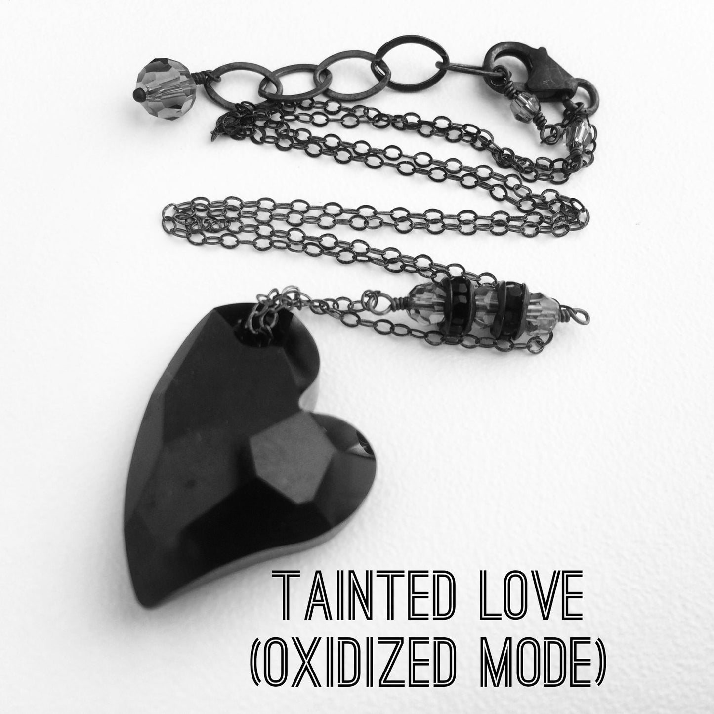 Anti Valentine Black Crystal Heart Necklace Tainted Love - Sienna Grace Jewelry | Pretty Little Handcrafted Sparkles