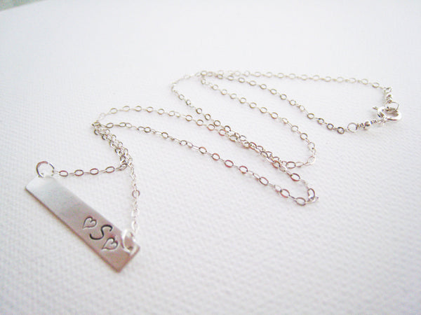 Sterling Silver Bar Necklace Hand Stamped Personalized - Sienna Grace Jewelry | Pretty Little Handcrafted Sparkles