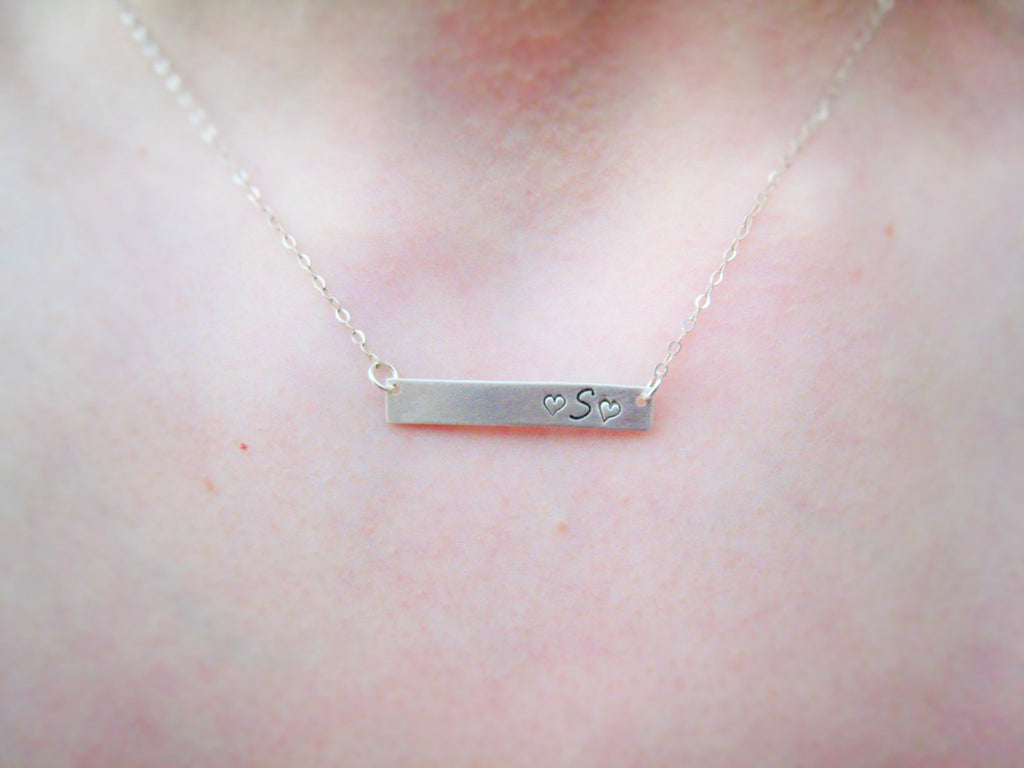 Silver Engraved Bar Necklace - MYKA