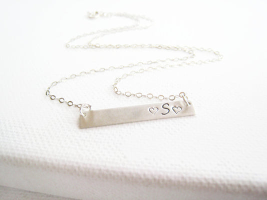 Sterling Silver Bar Necklace Hand Stamped Personalized - Sienna Grace Jewelry | Pretty Little Handcrafted Sparkles