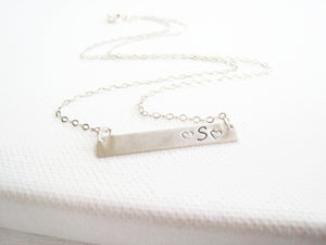 Sterling Silver Bar Necklace Hand Stamped Personalized - Sienna Grace Jewelry | Pretty Little Handcrafted Sparkles