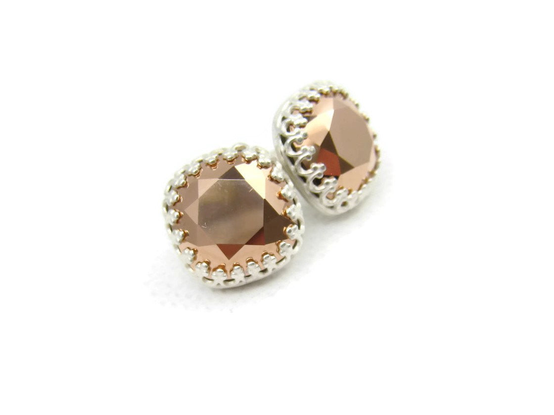Swarovski Rose Gold Crystal Post Style Earrings - Sienna Grace Jewelry | Pretty Little Handcrafted Sparkles